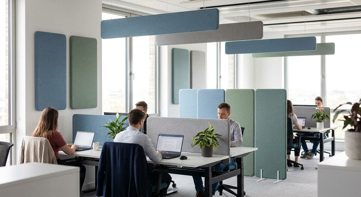 Akoestische panelen voor open kantoor inrichting