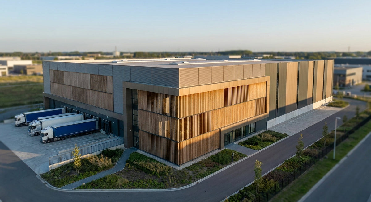 Gevelbekleding voor een distributiecentrum of logistiek pand