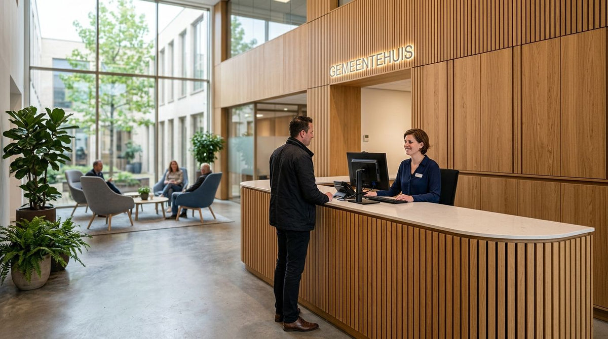 Wandpanelen voor een gemeentehuis balie of publieksruimte