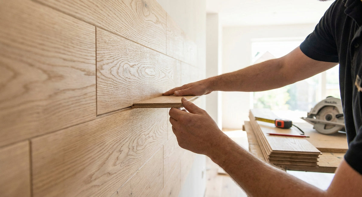 Eiken planken op maat voor wandafwerking