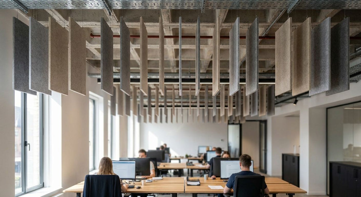Akoestische baffles voor een open plafond