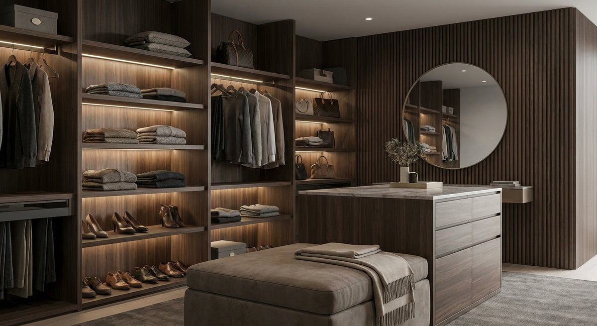 Wandpanelen voor een inloopkast of garderobe