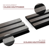 AkuPanel Antraciet-Hout | 240cm x 60cm | 3-zijdig écht houtfineer