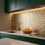 Zelfklevende Mozaïektegels Metaal | Hexagon Goud | 28,8×29,2 cm | Keuken, Bad & WC