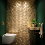Zelfklevende Mozaïektegels Metaal | Hexagon Goud | 28,8×29,2 cm | Keuken, Bad & WC