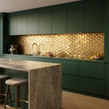 Zelfklevende Mozaïektegels Metaal | Trifold 3D Goud | 30,3×28 cm | Keuken, Bad & WC