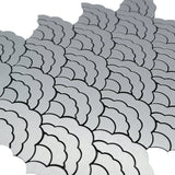 Zelfklevende Mozaïektegels Metaal | Waaier Zilver | 26,8×28,1 cm | Keuken, Bad & WC