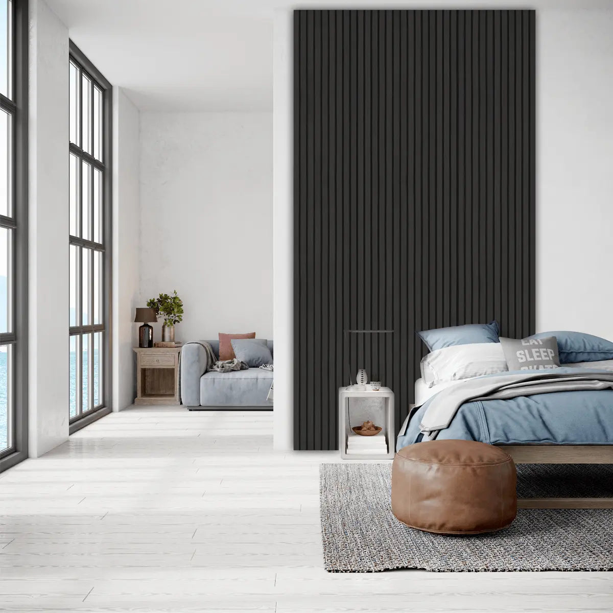 Akupanel zwart eiken akoestisch wandpaneel 240 x 60 cm met écht houtfineer