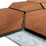 hexagon wandpaneel gerookt eiken met grijs vilt 3