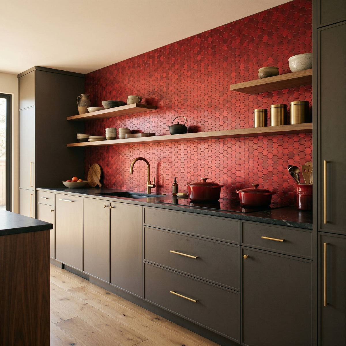 Hexagon Rood - keuken sfeerfoto