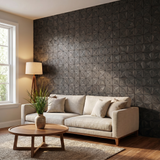 Nolan Black decoratief houten wandpaneel in moderne woonkamer