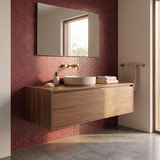Hexagon mozaiek bordeaux badkamer