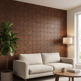 Clover Smoked Brown decoratief houten wandpaneel in moderne woonkamer