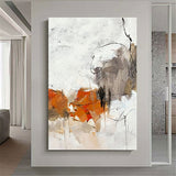 Canvas | Plexiglas Schilderij - Abstract White Orange
