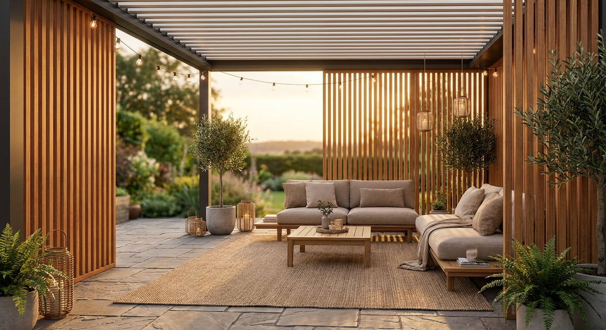 Houten panelen voor een overdekte veranda of terras