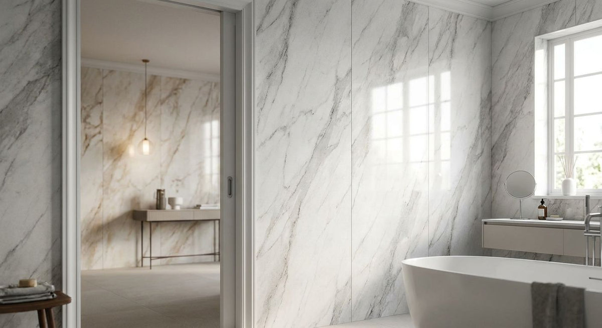Marmerlook wandpanelen voor badkamer en hal