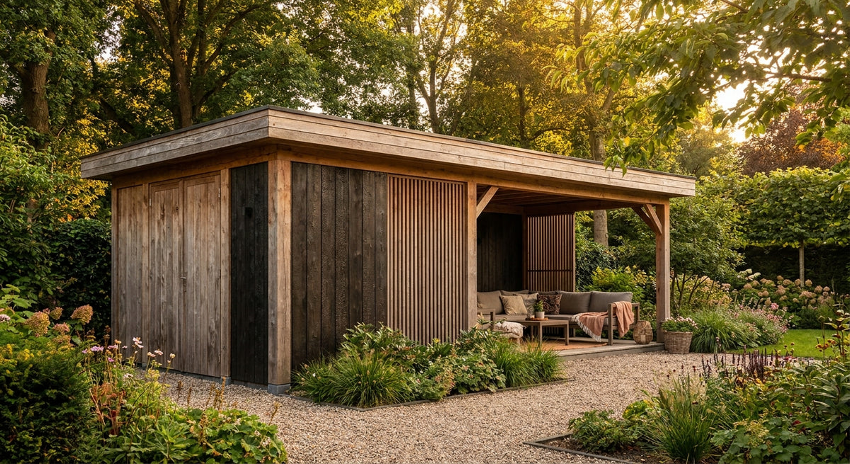 Gevelpanelen voor een houten tuinpaviljoen