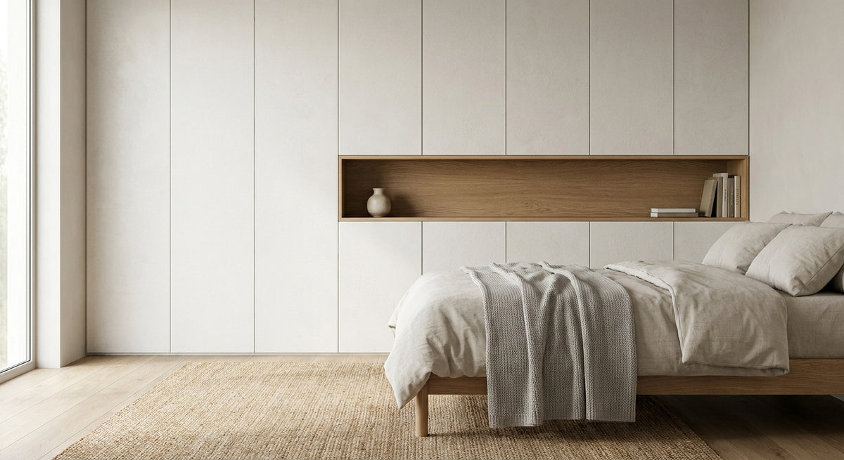 Wandpanelen voor een minimalistische slaapkamer
