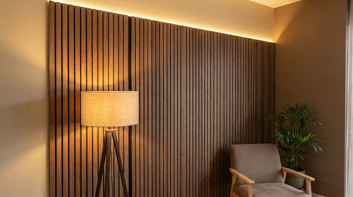 Hoe combineer je walnoot wandpanelen met verlichting
