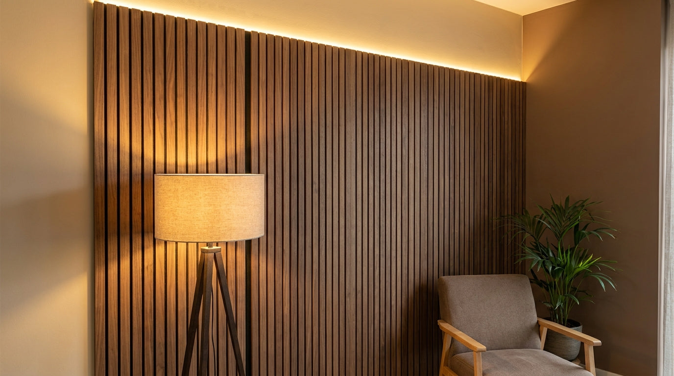 Hoe combineer je walnoot wandpanelen met verlichting