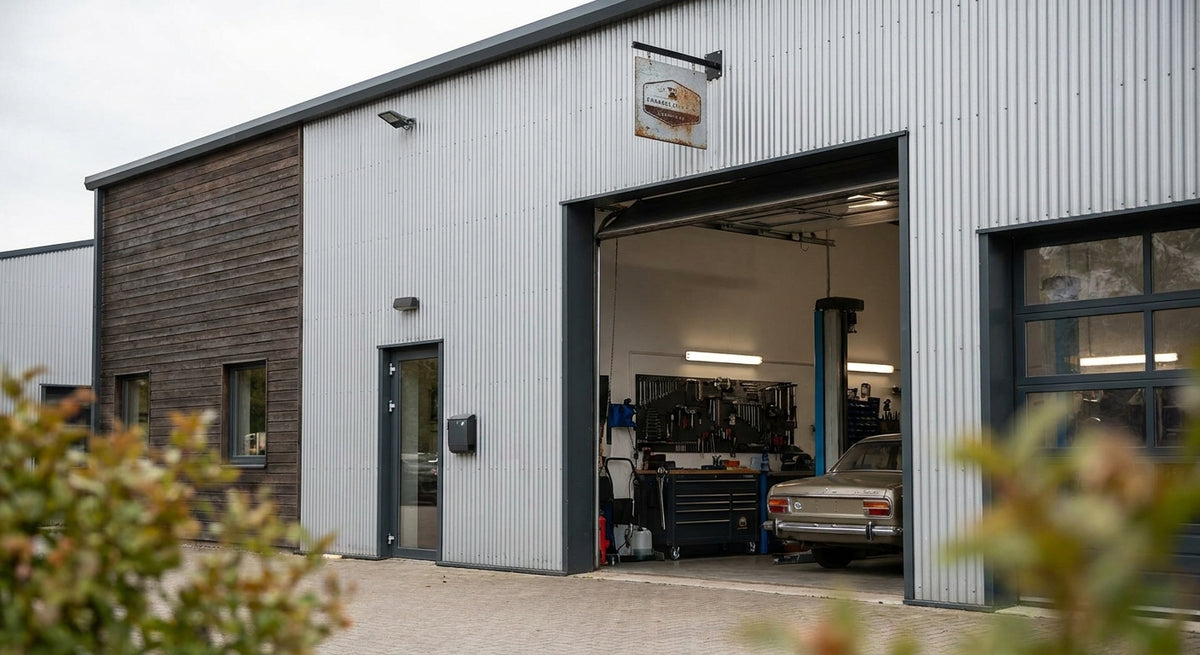 Gevelbekleding voor een werkplaats of garagebedrijf