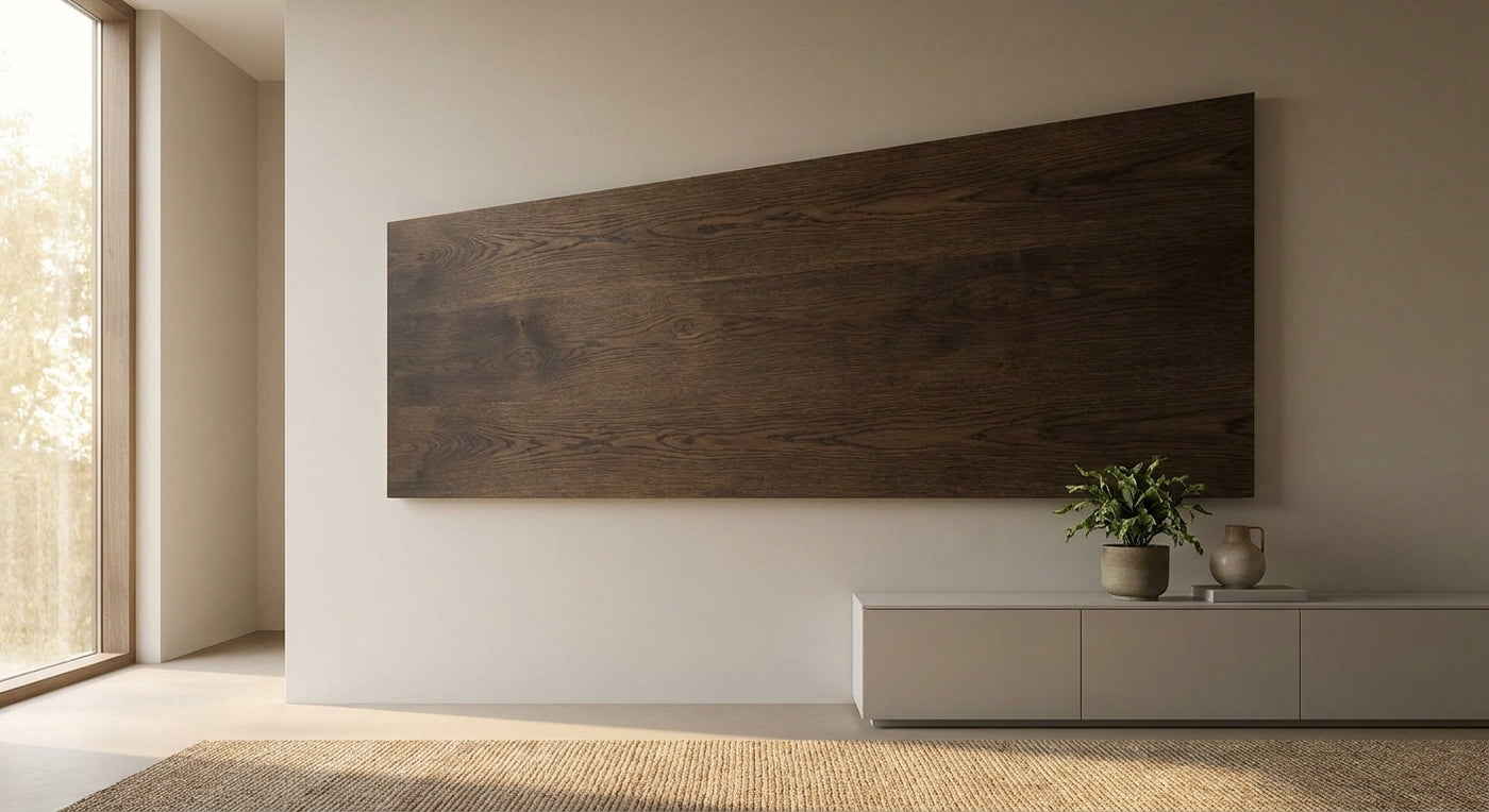 Gerookt eiken wandpaneel 300x60 cm: fineer en maten