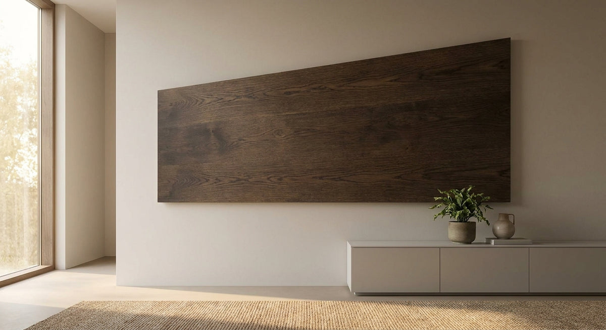 Gerookt eiken wandpaneel 300x60 cm: fineer en maten
