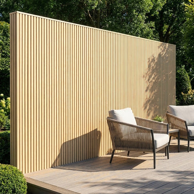 Buitenpanel Berk 290 cm composiet gevelbekleding als privacyscherm in de tuin