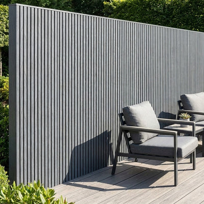 Buitenpanel Steengrijs 290 cm composiet gevelbekleding als privacyscherm in de tuin