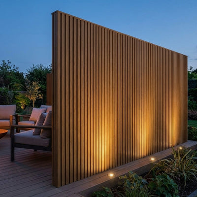 Buitenpanel Eiken 290 cm composiet gevelbekleding als privacyscherm in de tuin