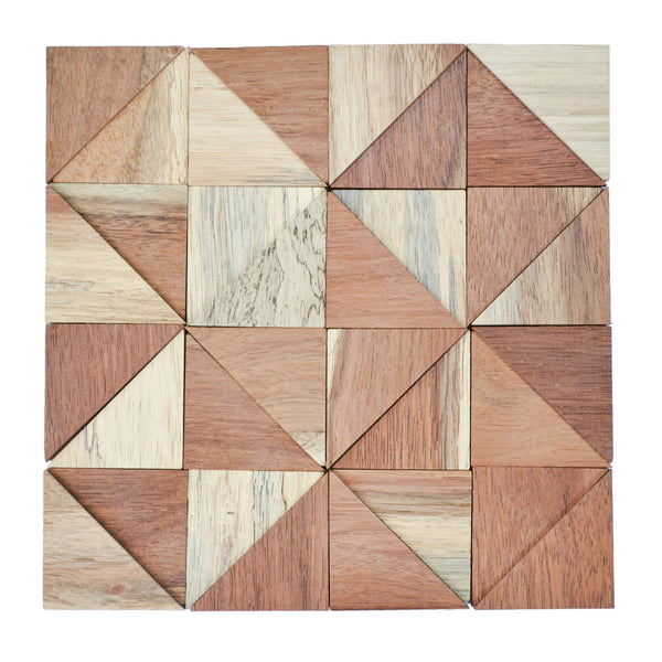 Houten Mozaïekpaneel | Merbau Hout | 30×30 cm | Hout | Tegel