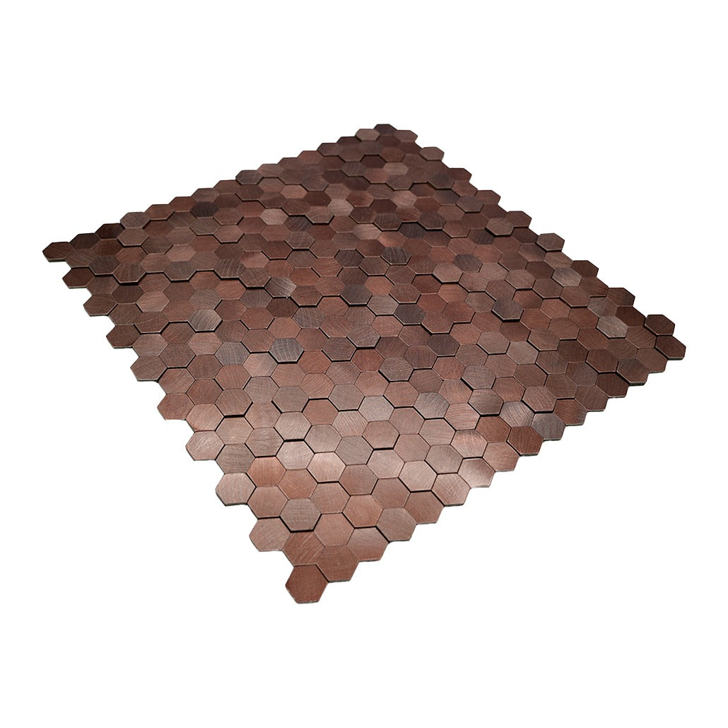 Mini Hexagon 3D Donkerkoper mozaiek productfoto glans 3