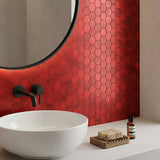 Zelfklevende Mozaïektegels Metaal | Hexagon Rood | 28,8×29,2 cm | Keuken, Bad & WC