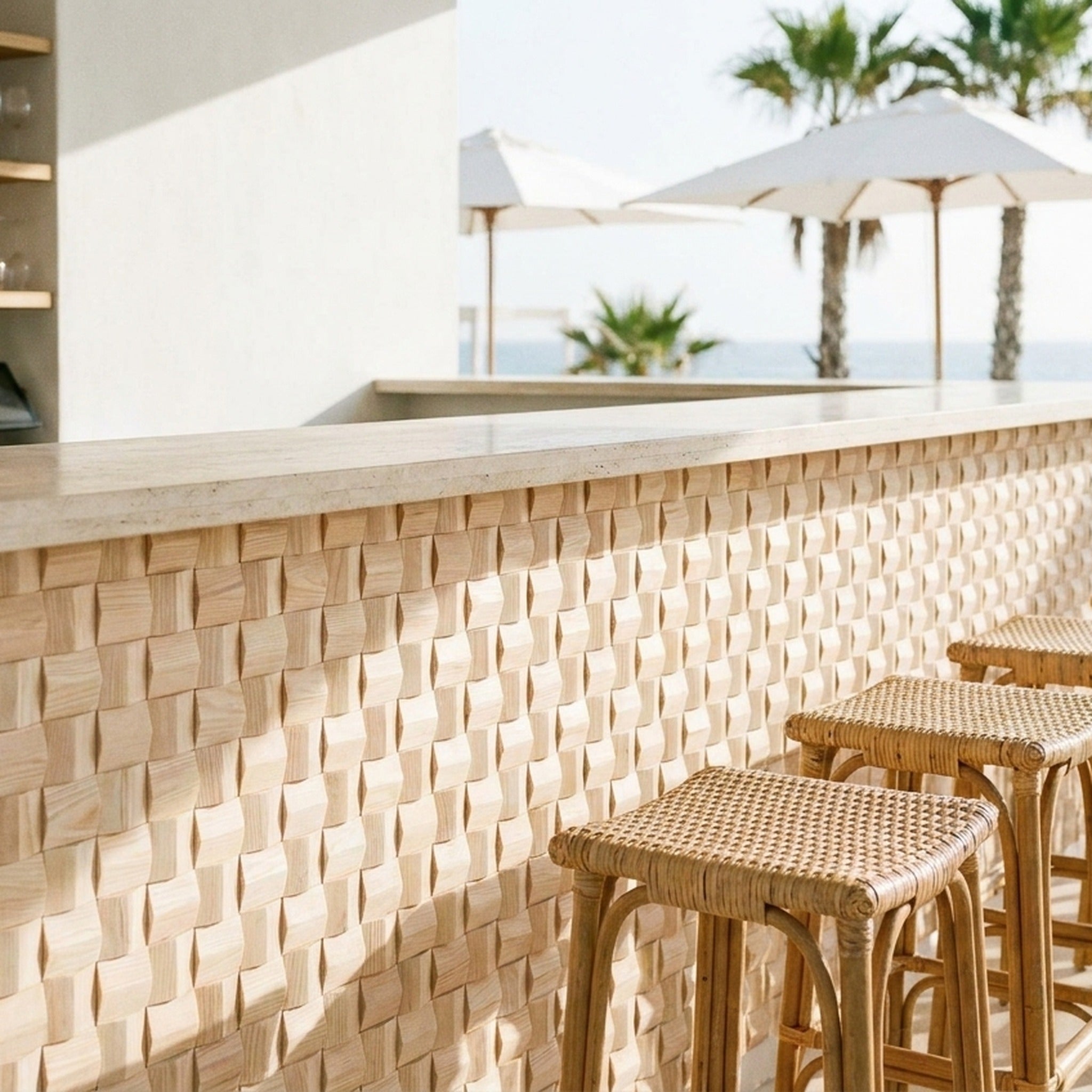 3D Houten Wandpaneel Ash - beachclub bar