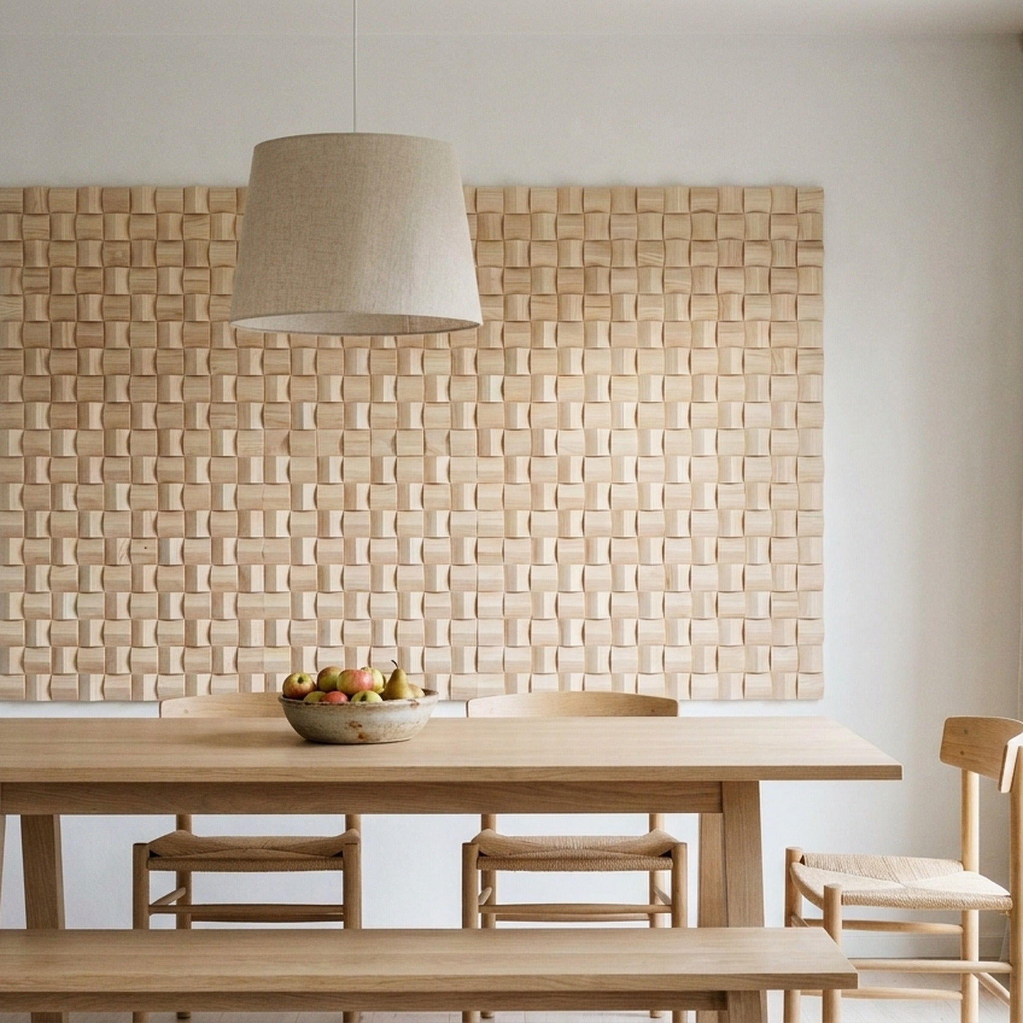 3D Houten Wandpaneel Ash - eetkamer