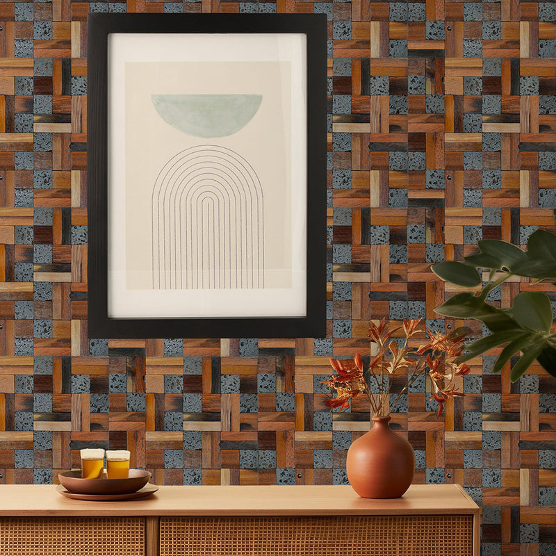 Houten Mozaïekpaneel | Lava Mix | 30×30 cm | Hout | Tegel