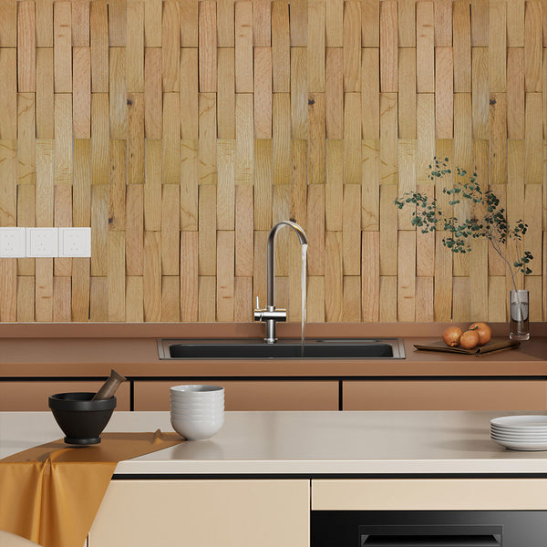 Houten Mozaïekpaneel | Eiken Licht | 30×30 cm | Hout | Tegel