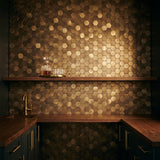 Zelfklevende Mozaïektegels Metaal | Hexagon Goud | 28,8×29,2 cm | Keuken, Bad & WC