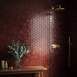 Zelfklevende Mozaïektegels Metaal | Hexagon Bordeaux | 28,8×29,2 cm | Keuken, Bad & WC
