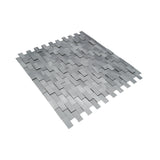 Zelfklevend Mozaïekpaneel | Steenstrip 3D Zilver | 30×29,8 cm | Metaal