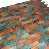 Zelfklevend Mozaïekpaneel | Steenstrip 3D Patina Koper | 30×29,8 cm | Metaal