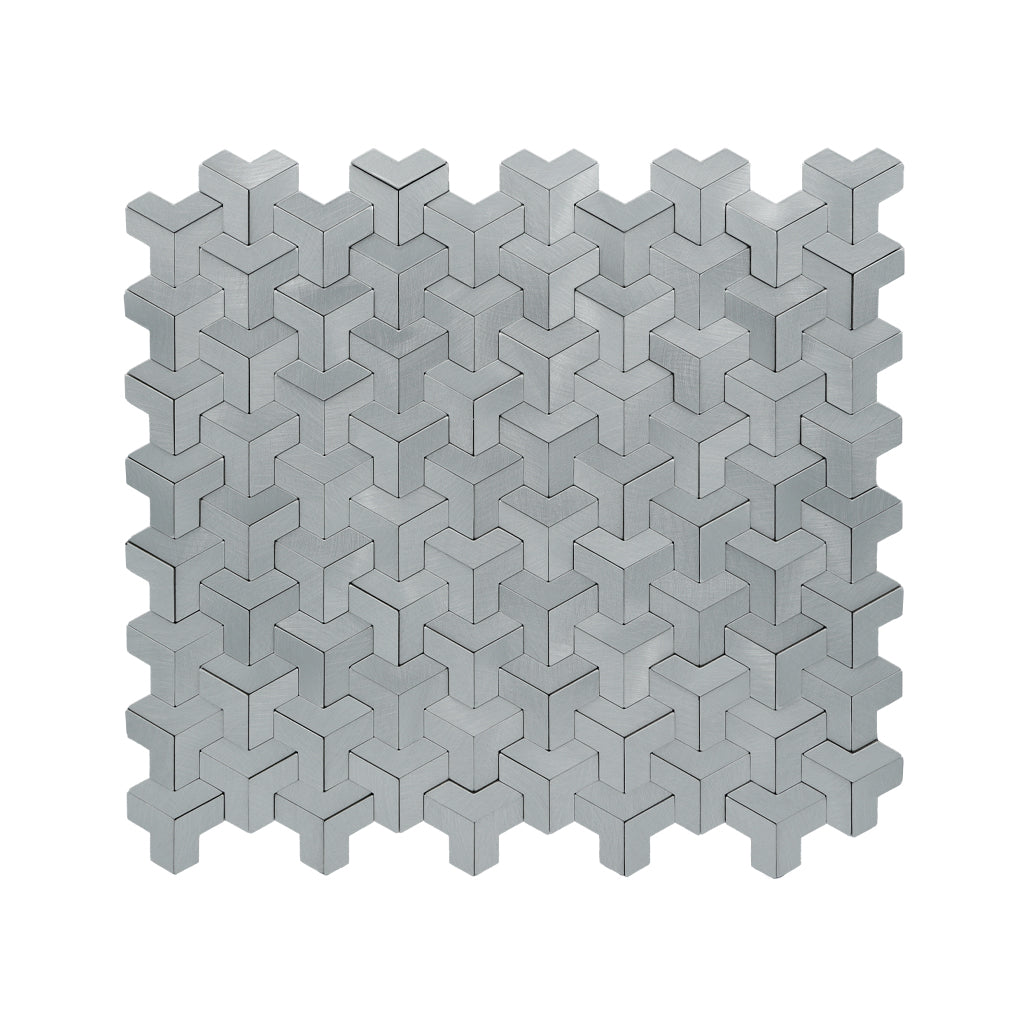 Zelfklevende Mozaïektegels Metaal Trifold 3D Zilver 30,3×28 cm keukenachterwand