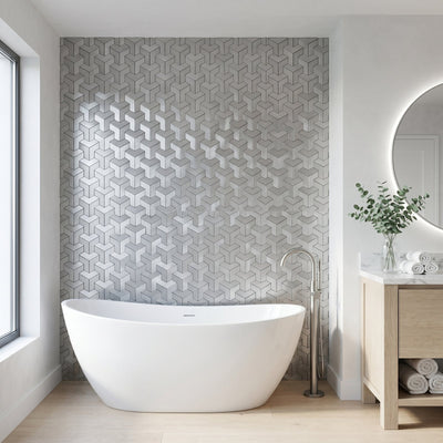 Zelfklevende mozaïektegel Trifold 3D Zilver - badkamer sfeerfoto