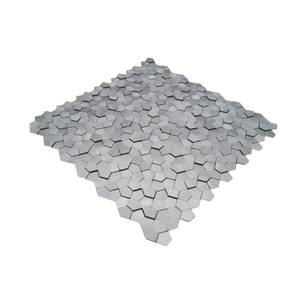 Zelfklevende mozaïektegel Pentagon 3D Zilver - productfoto 3