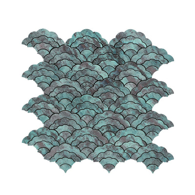 Zelfklevende Mozaïektegels Metaal Waaier Patina Koper 26,8×28,1 cm keukenachterwand
