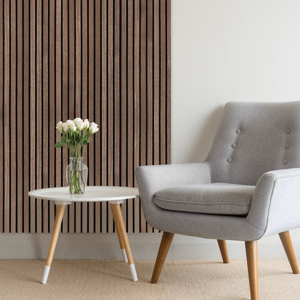Akupanel gerookt eiken akoestisch wandpaneel 240 x 60 cm met écht houtfineer