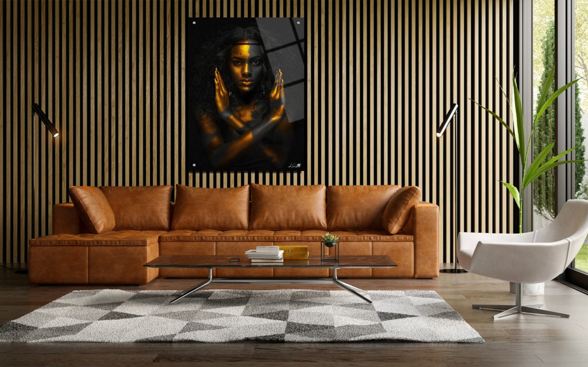 Woonkamer met akupanelen modern