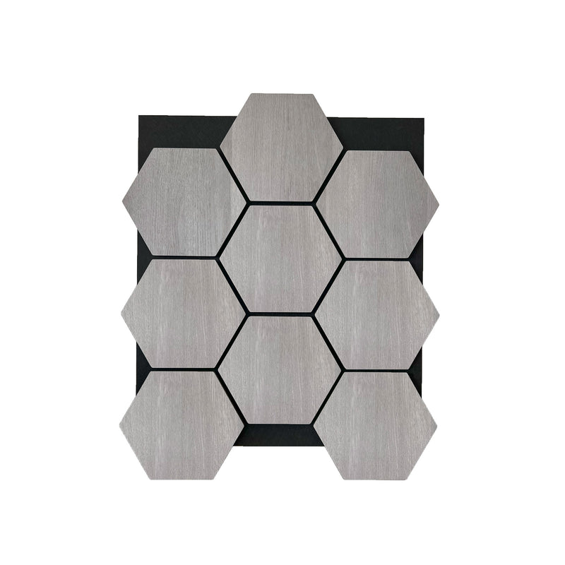 Hexagon Panel Grijs Walnoot 81CM | Akoestisch | Wanddecor | Zeshoekig