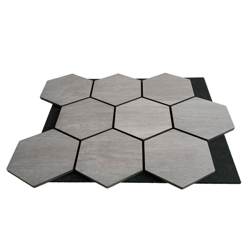 Hexagon Panel Grijs Walnoot 81CM | Akoestisch | Wanddecor | Zeshoekig