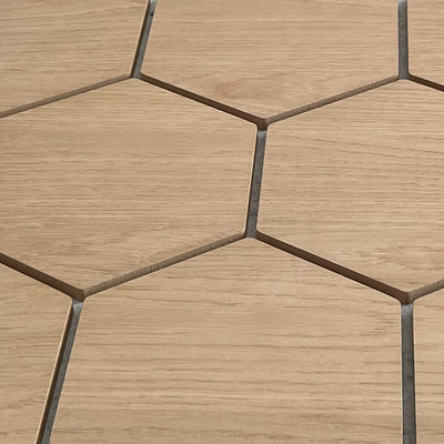 Sample hexagon wandpaneel naturel eiken met grijs vilt 2